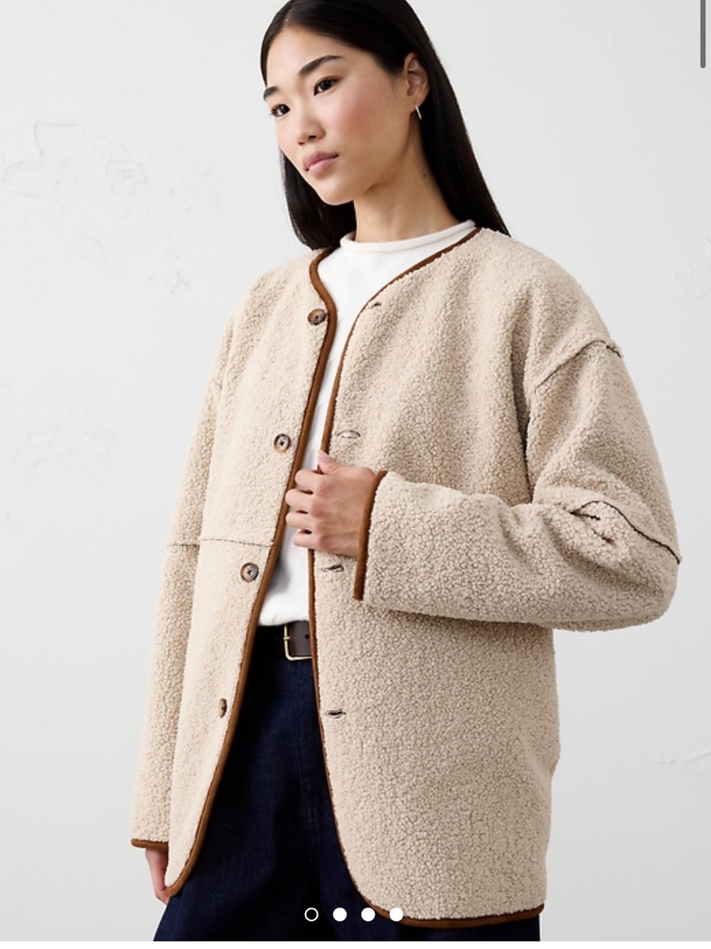 Banana Republic Factory REVERSIBLE VEGAN SUEDE SHERPA JACKET